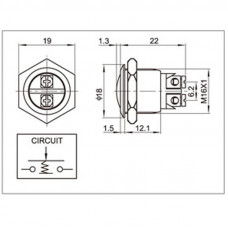 Кнопка антивандальная Ø16 Б/Фикс (2c винт) OFF-(ON) сфера (A16-A2) REXANT