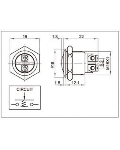 Кнопка антивандальная Ø16 Б/Фикс (2c винт) OFF-(ON) сфера (A16-A2) REXANT