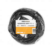 Удлинитель-шнур ПВС 3х0,75мм², 20м, с/з, 6А, 1300Вт, IP20, черный PROconnect