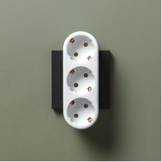 Тройник электрический линейный 16А с/з вертикальный, белый REXANT