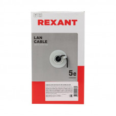Кабель витая пара U/UTP, CAT 5e, ZH нг(А)-HF, 4PR, 24AWG, OUTDOOR, SOLID, черный, 305м, REXANT