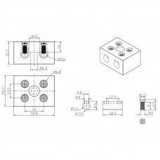 Клемма керамическая винтовая КВ 16 мм² 2 пары контактов с крепежным отверстием (50 шт./уп.) REXANT