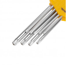 Набор ключей имбусовых Tamper-Torx KRANZ 9 шт., ТТ10-ТТ50, закаленные, удлиненные, никель