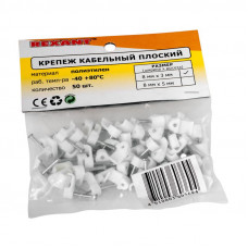 Крепеж кабеля плоский 8х3 мм, белый (50 шт/уп) REXANT