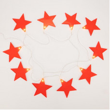 Гирлянда светодиодная Звездопад красная 10 LED, 2,25 м, прозрачный ПВХ, теплый белый свет свечения, 2 х АА (батарейки не в комплекте) NEON-NIGHT