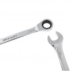 Набор ключей комбинированных трещоточных (8, 10, 13, 17, 19мм), 5 шт, CrV, зеркальное хромирование REXANT