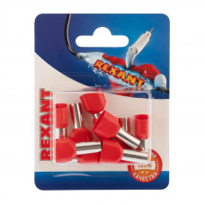 Наконечник штыревой втулочный изолированный F-14 мм 2х10 мм² (НШВи(2) 10-14/ Ги2 10-14) красный REXANT