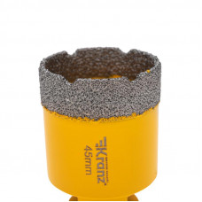 Коронка алмазная профессиональная по керамограниту и железобетону М14, вакуумное спекание, 45мм, для УШМ KRANZ