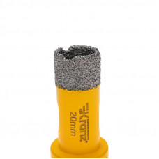 Коронка алмазная профессиональная по керамограниту и железобетону М14, вакуумное спекание, 20мм, для УШМ KRANZ