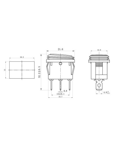 Выключатель клавишный 250V 6А (3с) ON-OFF красный с подсветкой Mini ВЛАГОЗАЩИТА (KCD1-201-4W) REXANT