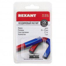 Неодимовый магнит диск 10х10мм, сцепление 3,7кг (2 шт/уп) REXANT