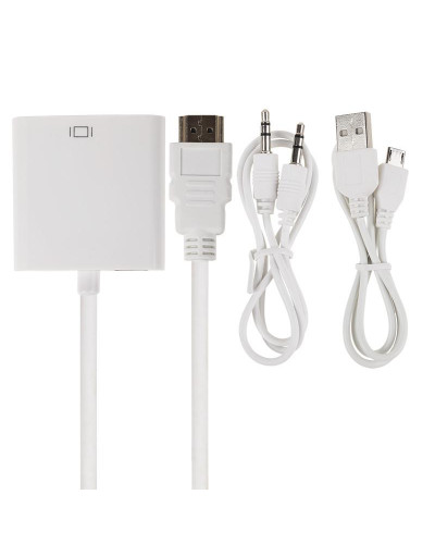 Переходник штекер HDMI - гнездо VGA, провод + шнур стерео 3,5мм с питанием REXANT