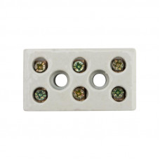 Клемма керамическая винтовая КВ 16 мм² 3 пары контактов с крепежным отверстием REXANT (45 шт./уп.)