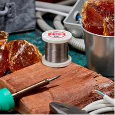 Припой с канифолью ПОС-61, 100г, Ø0,8мм, (олово 61%, свинец 39%), катушка REXANT