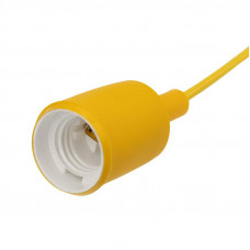 Патрон E27 силиконовый со шнуром 1м желтый REXANT