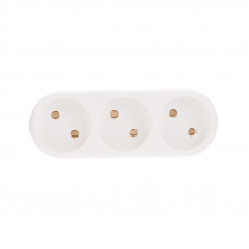 Тройник электрический линейный 10А б/з вертикальный, белый REXANT