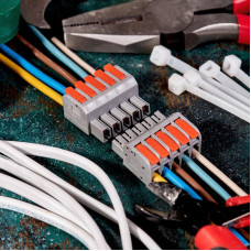 Клемма СМК 222-425R проходная разъемная 5 полюсов серая 0,2-2,5/4мм² (20 шт/уп) REXANT