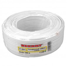 Кабель телефонный ШТЛП 2 жилы Cu, белый, 100м REXANT