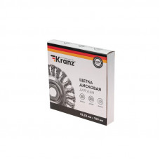 Щетка дисковая для УШМ, крученая стальная проволока, 150мм, отв. 22,23мм KRANZ