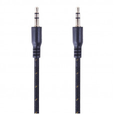 Аудиокабель AUX 3,5мм, 1м, черный, в тканевой оплетке REXANT