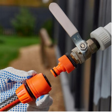 Коннектор для шланга, быстросъемный, 1/2', с аквастопом ЧЕТЫРЕ СЕЗОНА