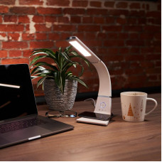 Светильник настольный Cloud LED 2700-6500К, встроенная беспроводная и проводная USB-зарядка устройств, диммер, гибкий поворот REXANT