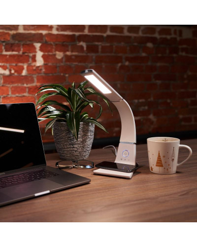 Светильник настольный Cloud LED 2700-6500К, встроенная беспроводная и проводная USB-зарядка устройств, диммер, гибкий поворот REXANT