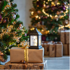 Декоративный фонарь 11х11х22,5 см, черный корпус, теплый белый цвет свечения с эффектом мерцания NEON-NIGHT