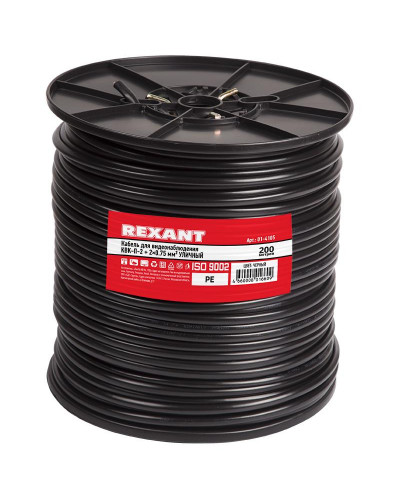Кабель КВК-П-2 +2x0,75 мм² (Cu/Cu) черный, 200 м, REXANT