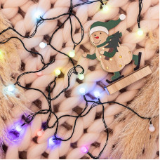 Гирлянда Шарики Ø15мм, 5м, темно-зеленый ПВХ, 30 диодов, цвет RGB