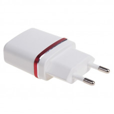 Сетевое зарядное устройство USB (СЗУ) (5 V, 1000 mA) белое с красной полоской REXANT