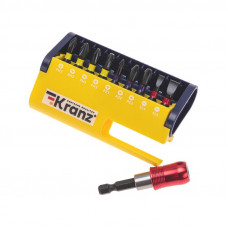 Набор бит с магнитным держателем, пластиковый кейс, 10 шт KRANZ
