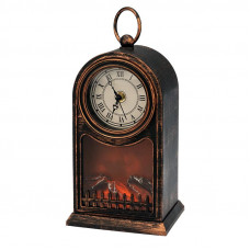 Светодиодный камин Старинные часы с эффектом живого огня 14,7x11,7x25 см, бронза, батарейки 2хС (не в комплекте) USB NEON-NIGHT