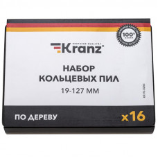 Набор кольцевых пил по дереву, 19-127 мм, 16 предметов KRANZ
