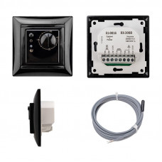 Терморегулятор механический RX-308B, совместим с Legrand серии Valena, черный REXANT