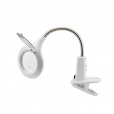 Лупа настольная 3D+12D с подсветкой 40 LED, прищепка, ø100мм, белая REXANT