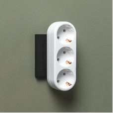 Тройник электрический линейный 16А с/з вертикальный, белый REXANT