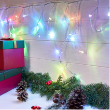Гирлянда Бахрома (Айсикл), 1,8х0,5м, 48 LED RGB, прозрачный ПВХ, IP20, быстрая смена цвета, 230В, не соединяется
