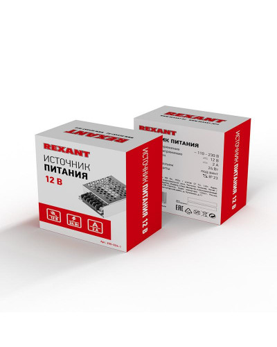 Источник питания 110-250 V AC/12 V DC 2 A 24 W с разъемами под винт, без влагозащиты (IP20)