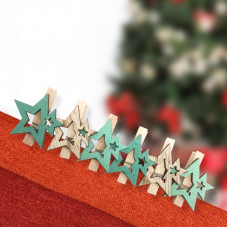 Деревянные прищепки Звездочки 16x4,5x1,3 cм, бирюзовые 6 шт, NEON-NIGHT