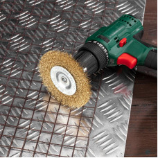 Щетка дисковая для дрели, витая латунированная проволока, 100мм KRANZ