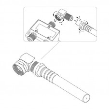 Переходник антенный, (гнездо F - штекер F), угловой, 1 шт. REXANT