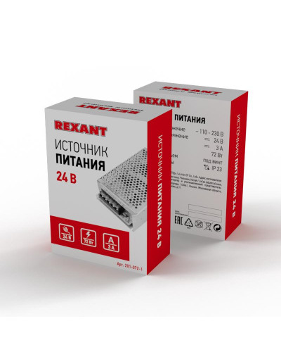 Источник питания AC 110-250V/DC 24V 3A 72W с разъемами под винт (IP20)