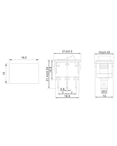 Переключатель клавишный 250V 6А (3с) (ON)-ON черный Б/Фикс Mini (RWB-202, SC-768) REXANT