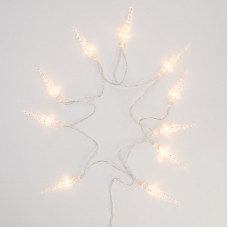 Гирлянда светодиодная Сосульки 1,5 м, 10 LED, прозрачный ПВХ, цвет свечения теплый белый, 2 х АА (батарейки не в комплекте) NEON-NIGHT
