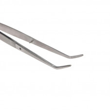 Пинцет изогнутый, узкий, фиксатор, рифленый 155мм ПРОФИ