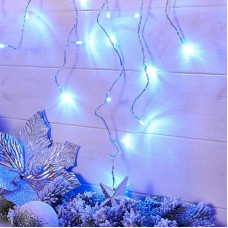 Гирлянда Бахрома (Айсикл), 1,8х0,5м, 48 LED СИНИЕ, прозрачный ПВХ, IP20, свечение с динамикой, 230В, не соединяется