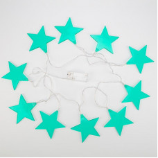 Гирлянда светодиодная Звездопад бирюзовая 10 LED, 2,25 м, прозрачныйПВХ, белый цвет свечения, 2 х АА (батарейки не в комплекте) NEON-NIGHT