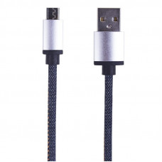 Кабель USB-A – micro USB, 2,4А, 1м, в джинсовой тканевой оплетке REXANT