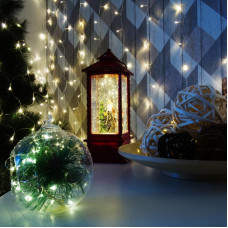 Декоративный LED-фонарь с эффектом снегопада и подсветкой Дед Мороз, теплое белое свечение NEON-NIGHT